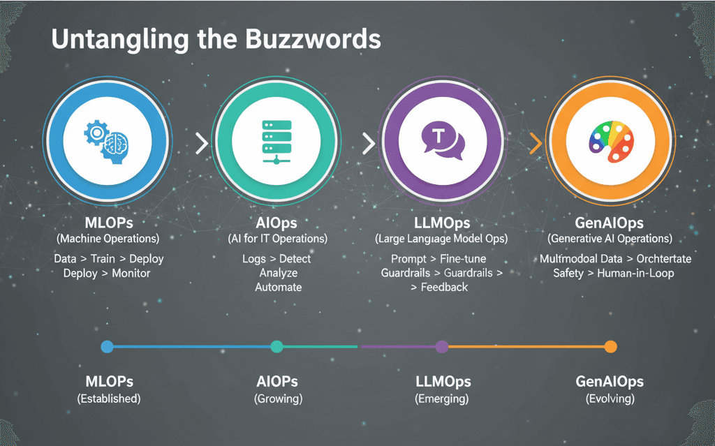 MLOps, AIOps, LLMOps, and GenAIOps